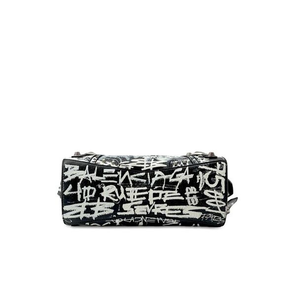 Pre Loved Balenciaga Nano Graffiti City Bag Leather Handbag Women Black - Picture 3 of 8